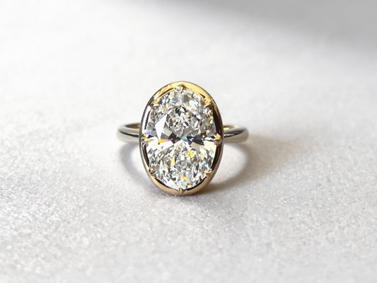 Oval Lab Grown Diamond Ring | 6-Prong Setting | Plain Band | 18K White Gold