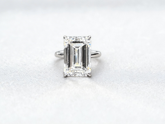 Emerald Cut Lab Grown Diamond Ring | Solitaire Setting | 4-Prong | 18K Gold | Timeless Simplicity