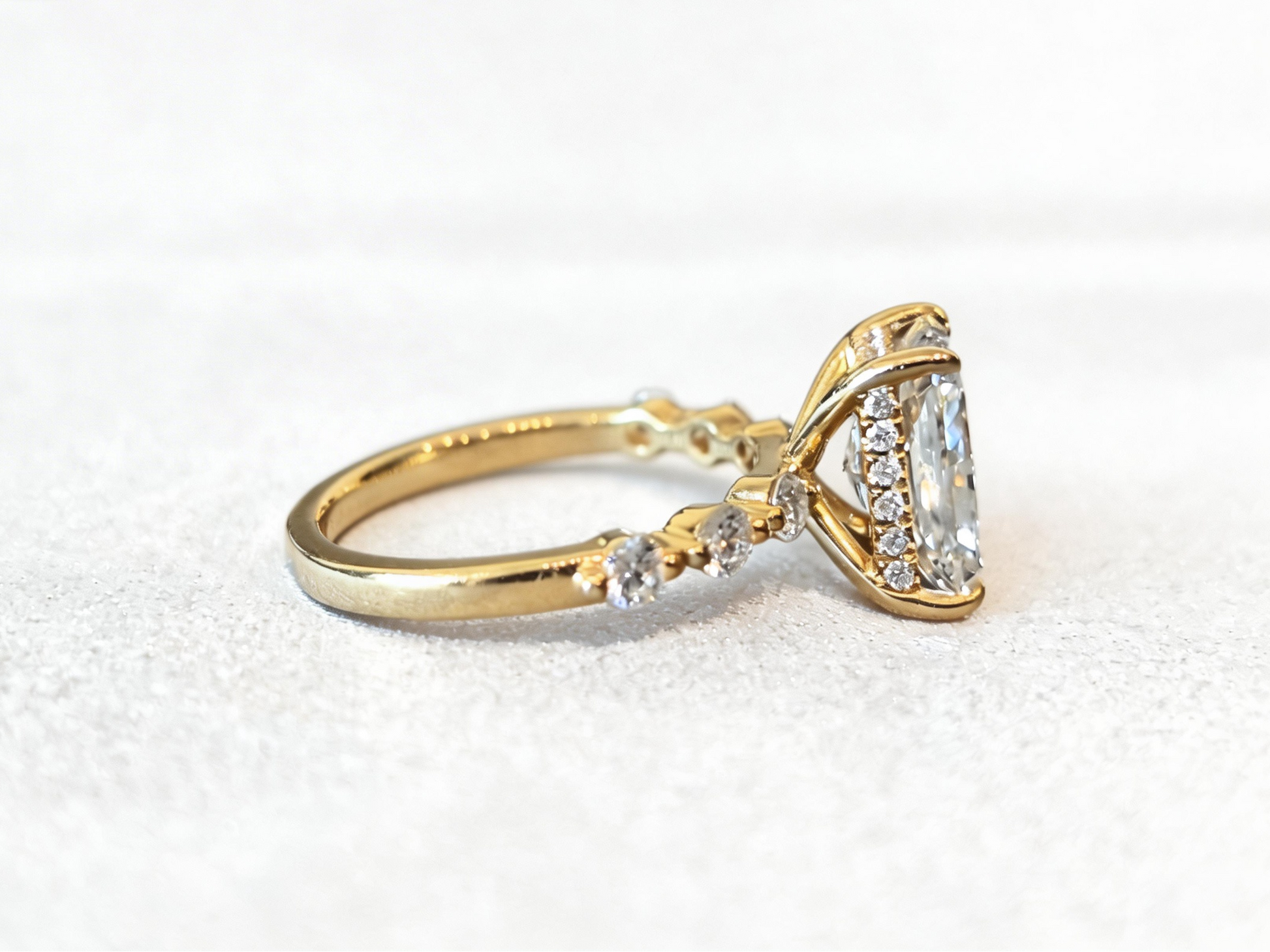 Antique-Inspired Radiant with Flanking Rounds Ring Regular
