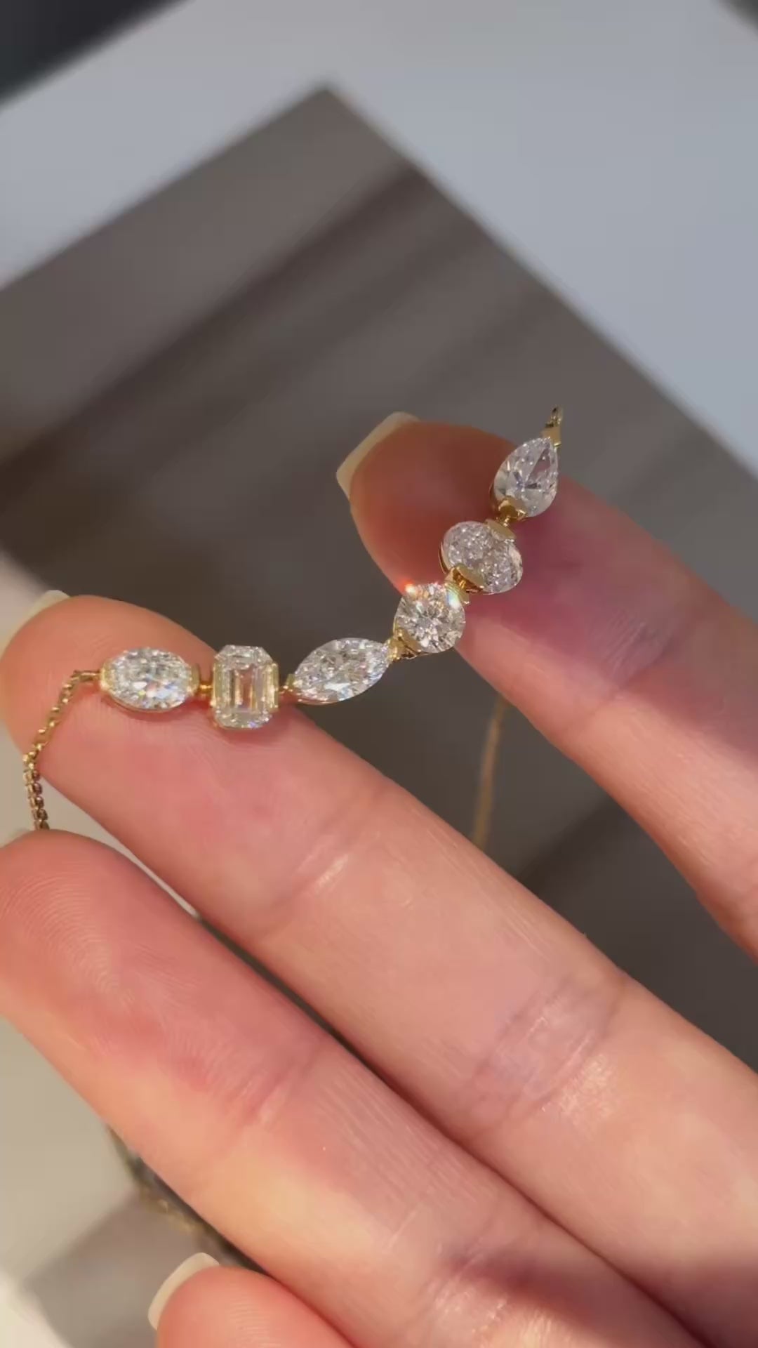 Mix Shape Lab Grown Diamond Pendant | Unique Design | 18K Yellow Gold