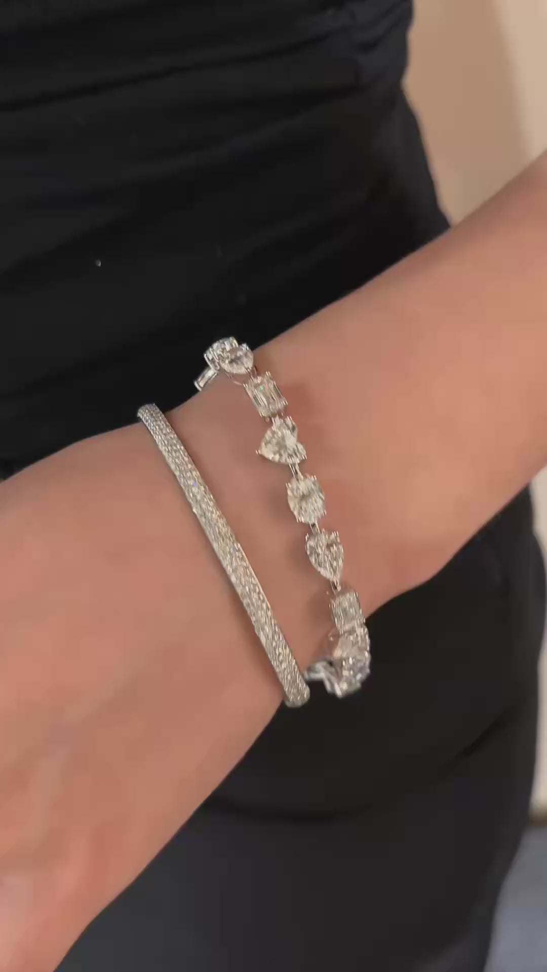 Mixed Cut Multi Shape Lab Created Diamond Tennis Bracelet |Dainty Stack Wedding Anniversary Bracelet | 18K Gold