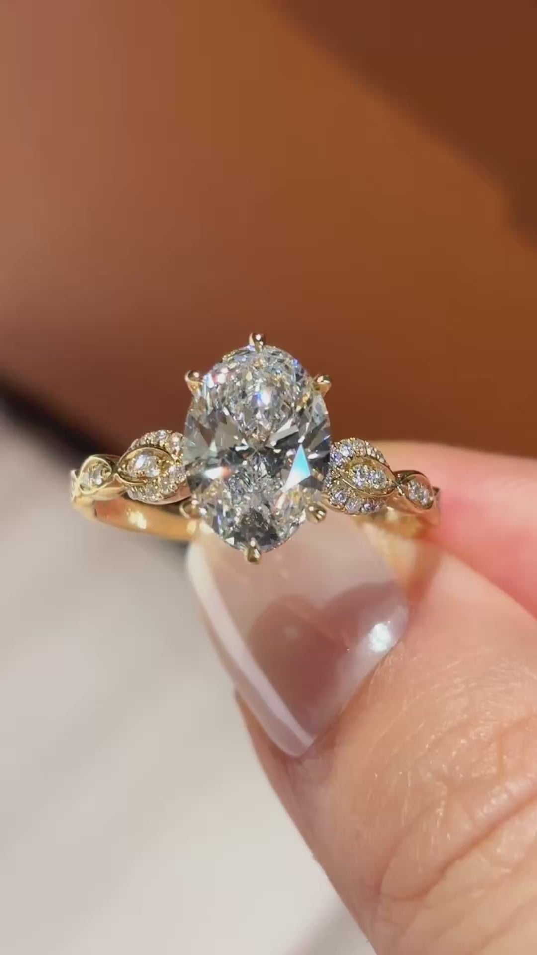 2.09ct 3.64g Oval Lab Grown Diamond Ring | Vintage Style with Pavé Band | 18K Yellow Gold