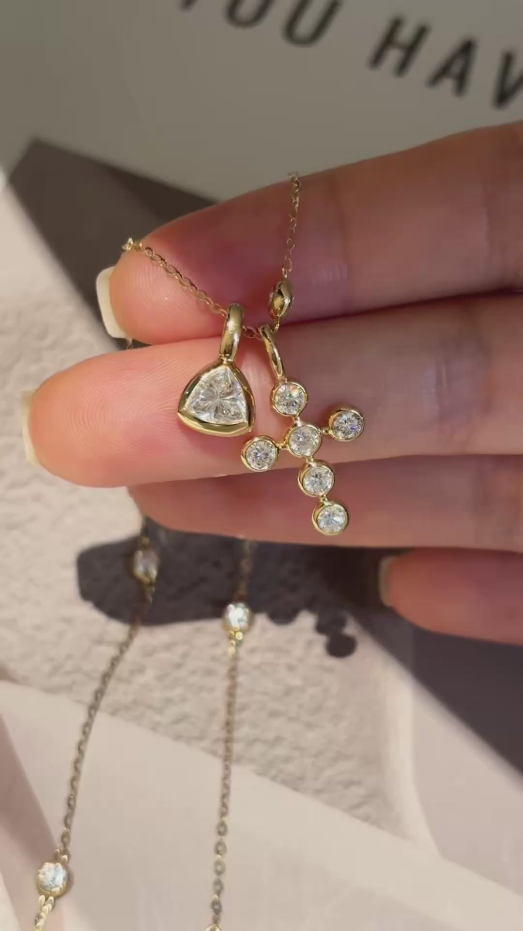Bezel Set Triangle Lab Grown Diamond Solitaire Pendant | 18K Yellow Gold