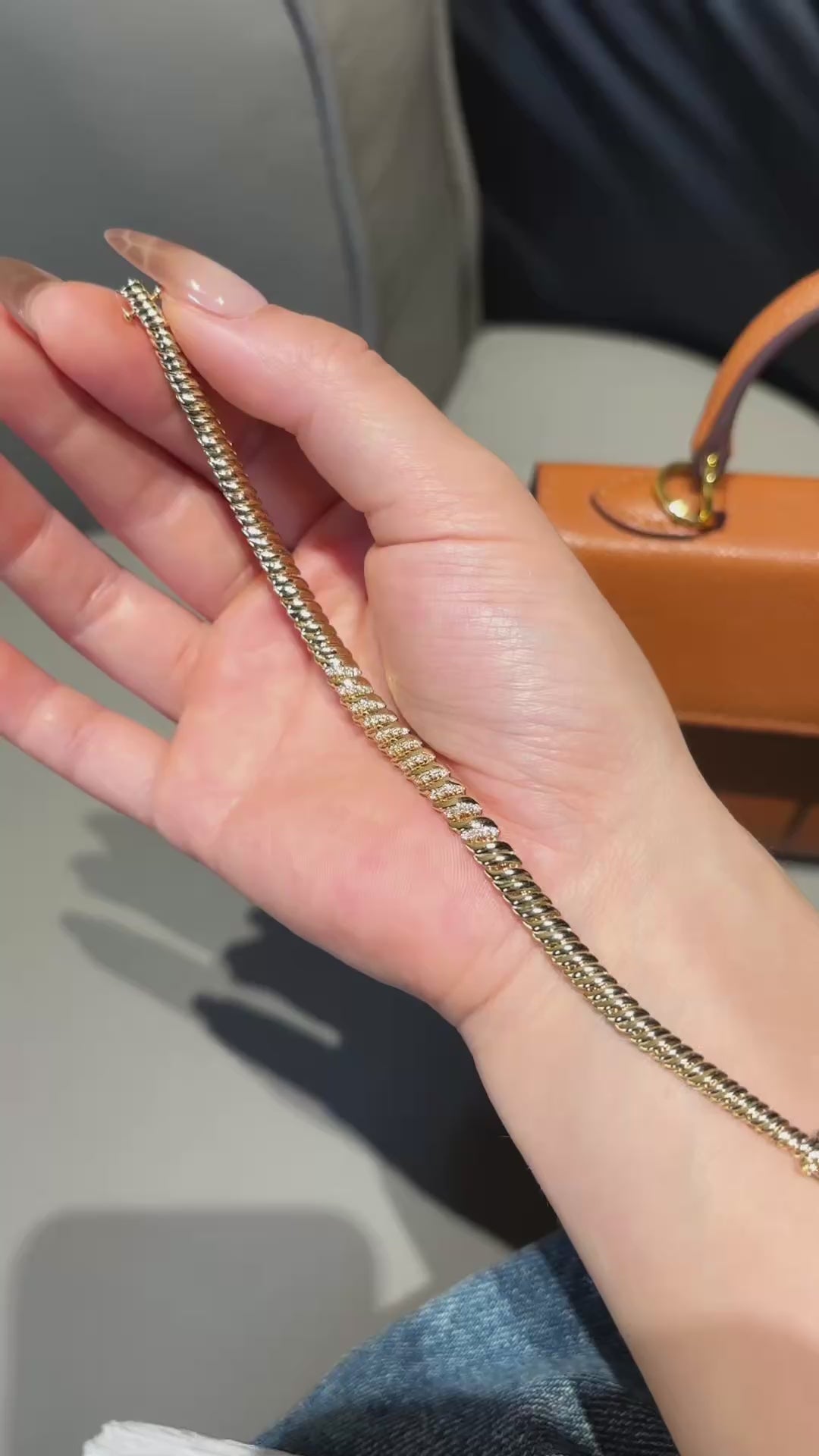Twisted Rope Lab Grown Diamond Bracelet | Spaced Design | 18K Yellow Gold