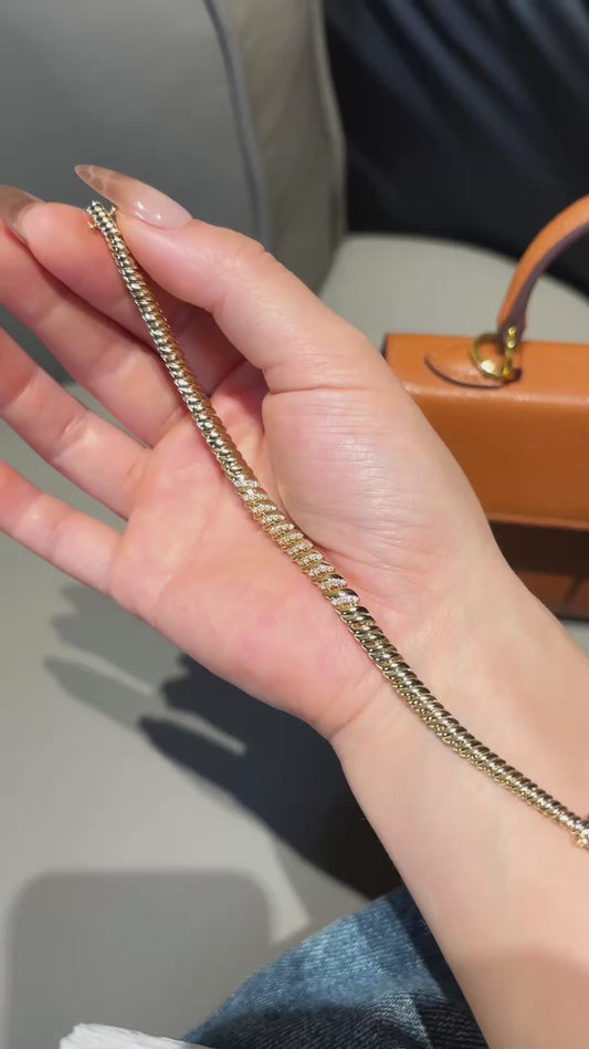 Twisted Rope Lab Grown Diamond Bracelet | Spaced Design | 18K Yellow Gold